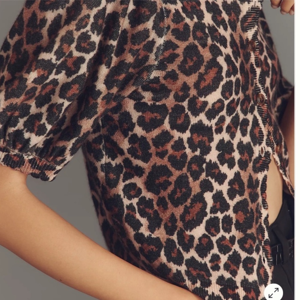 🐆Anthroplogie CASHMERE Puff-Sleeve Cardigan Sweater Maeve NEW Medium - Picture 3 of 15